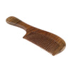 Women Antistatic Natural Green Sandalwood Long Handle Hair Comb Fine Tooth