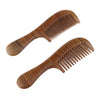 Women Antistatic Natural Green Sandalwood Long Handle Hair Comb Fine Tooth