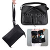 Portable Zippered Makeup Brush Bag/Case with Belt Strap, PU Leather. Black