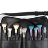 Portable Zippered Makeup Brush Bag/Case with Belt Strap, PU Leather. Black