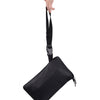 Portable Zippered Makeup Brush Bag/Case with Belt Strap, PU Leather. Black