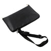 Portable Zippered Makeup Brush Bag/Case with Belt Strap, PU Leather. Black