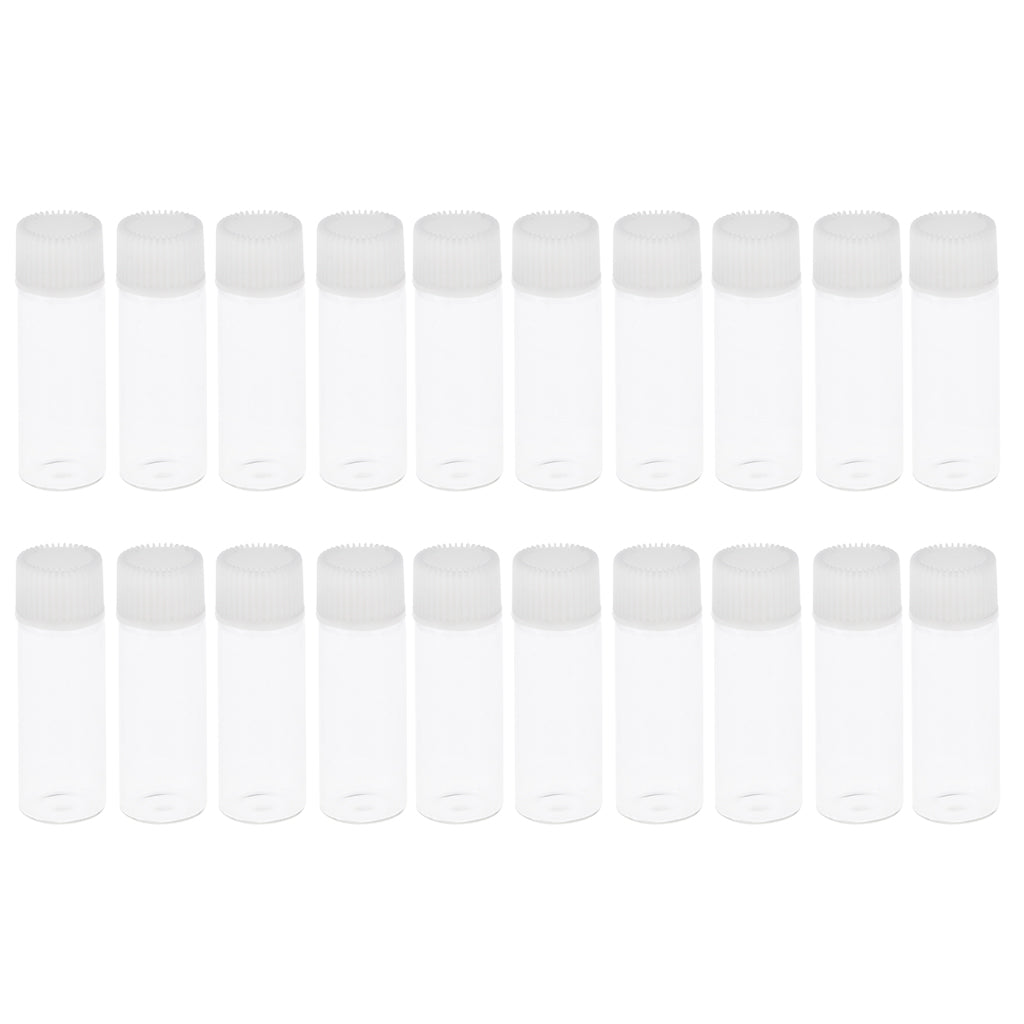 20x5ML Mini Empty Essential Oil Sample Bottles w/ Screw Caps Clear+White Cap