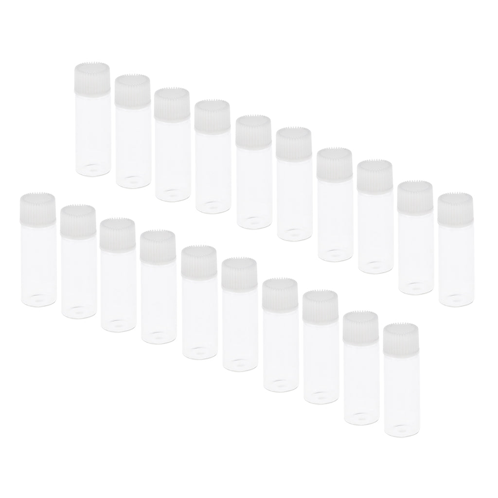 20x5ML Mini Empty Essential Oil Sample Bottles w/ Screw Caps Clear+White Cap