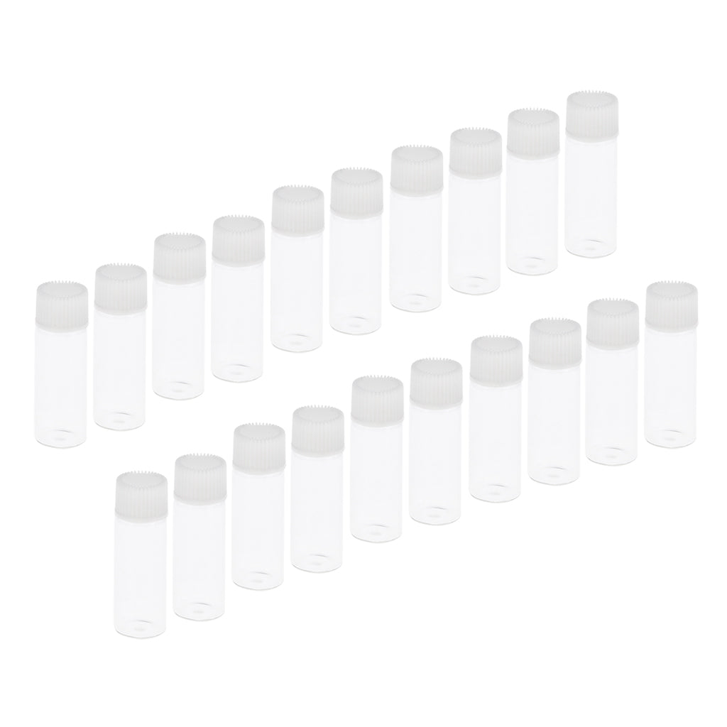 20x5ML Mini Empty Essential Oil Sample Bottles w/ Screw Caps Clear+White Cap