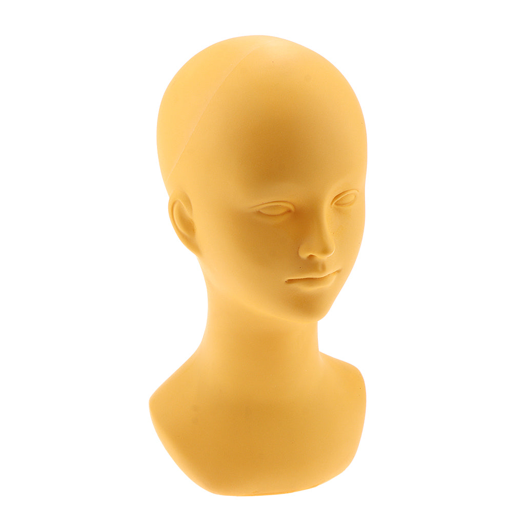 PVC Wig Display Mannequin Head Makeup Manikin Head Model for Hat Cap Glass Yellow