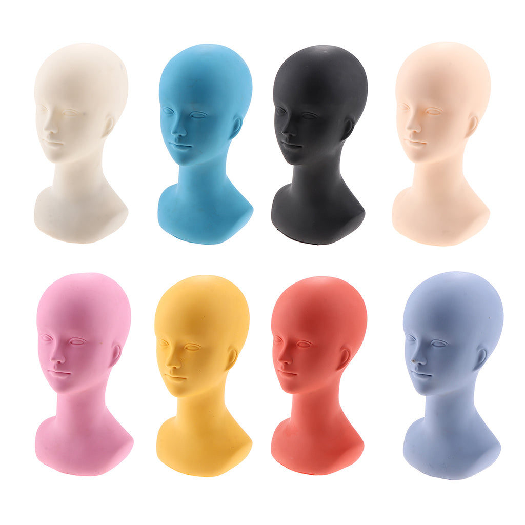 PVC Wig Display Mannequin Head Makeup Manikin Head Model for Hat Cap Glass Yellow