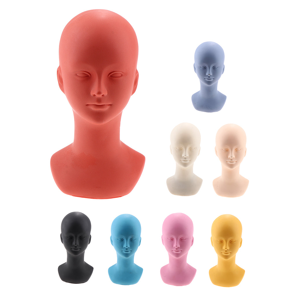 PVC Wig Display Mannequin Head Makeup Manikin Head Model for Hat Cap Glass Yellow