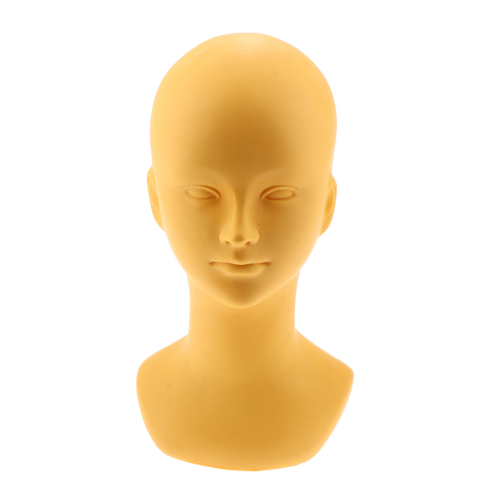 PVC Wig Display Mannequin Head Makeup Manikin Head Model for Hat Cap Glass Yellow