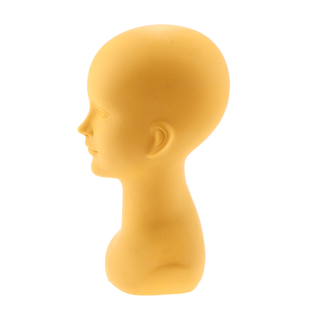 PVC Wig Display Mannequin Head Makeup Manikin Head Model for Hat Cap Glass Yellow