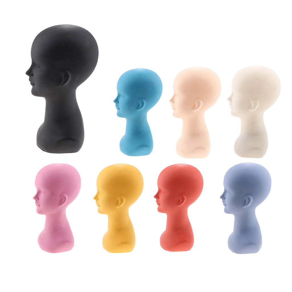 PVC Wig Display Mannequin Head Makeup Manikin Head Model for Hat Cap Glass Yellow