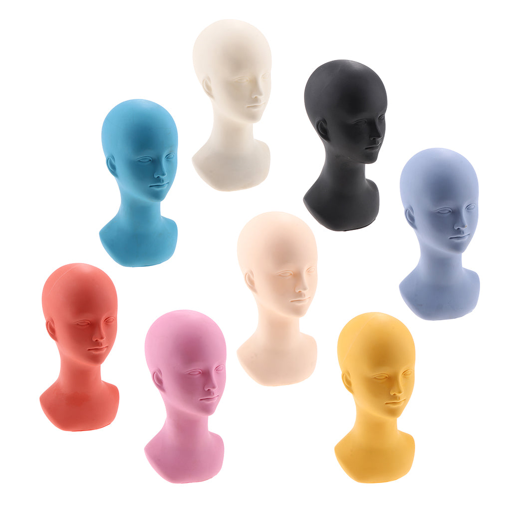 PVC Wig Display Mannequin Head Makeup Manikin Head Model for Hat Cap Glass Yellow