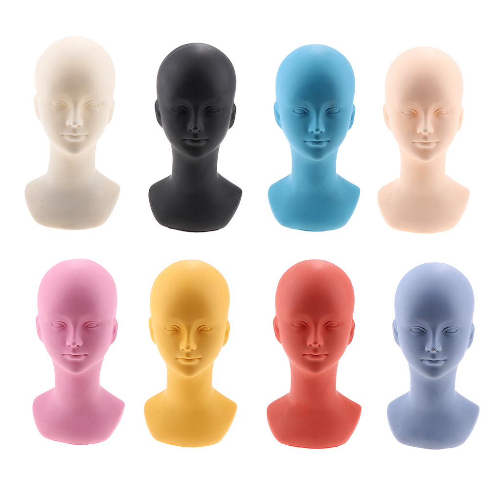 PVC Wig Display Mannequin Head Makeup Manikin Head Model for Hat Cap Glass Yellow