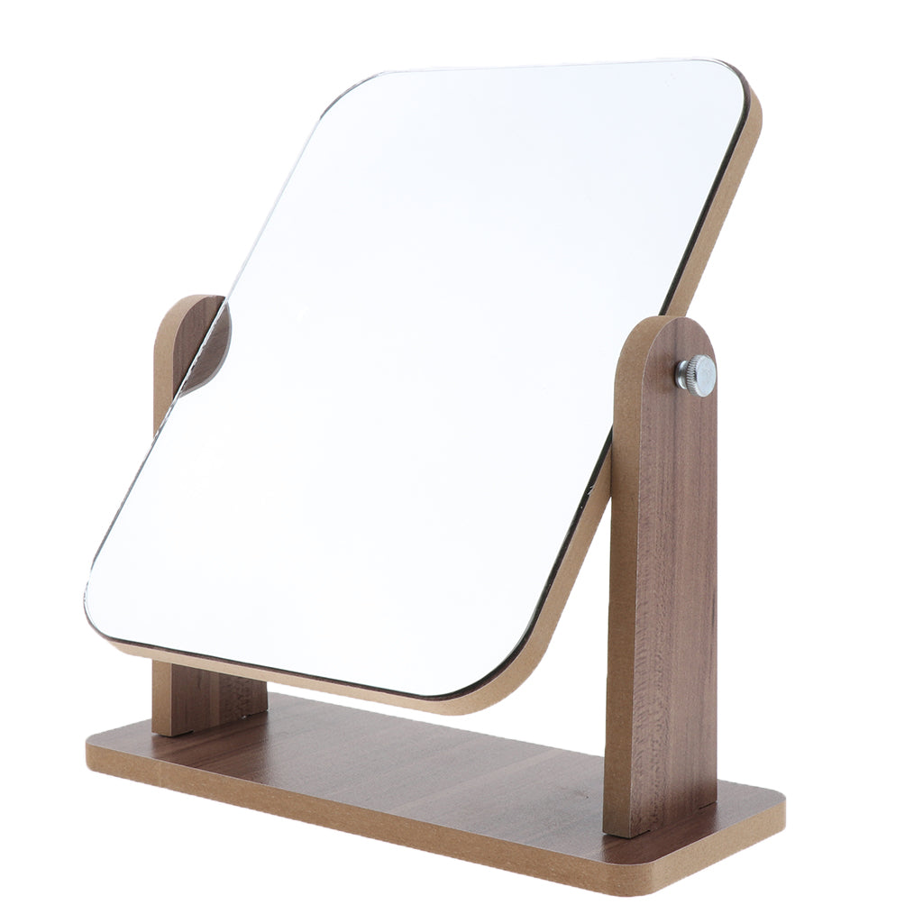 Desktop High Definition Makeup Mirror with Wood Frame Free-Standing Large