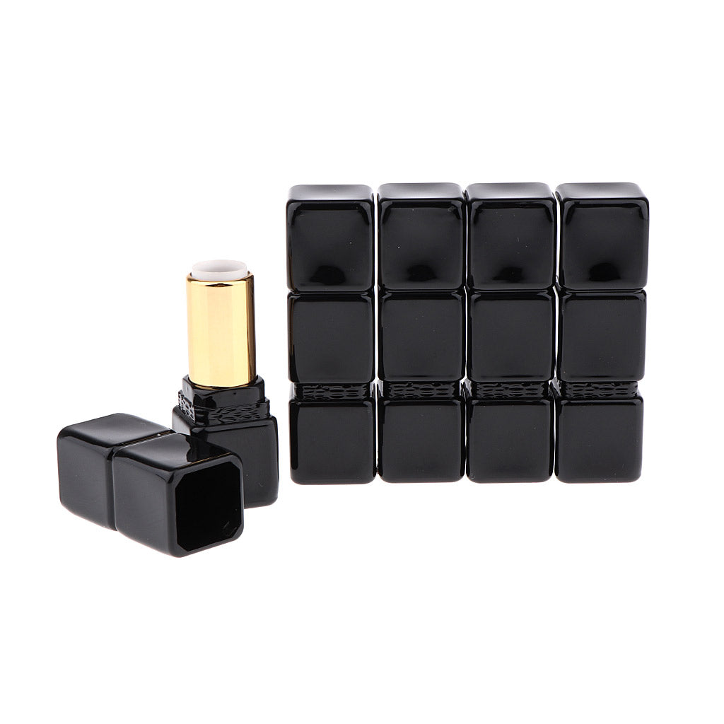 5pcs Square Empty Refillable Plastic DIY Lipstick Balm Lip Gloss Tubes Black