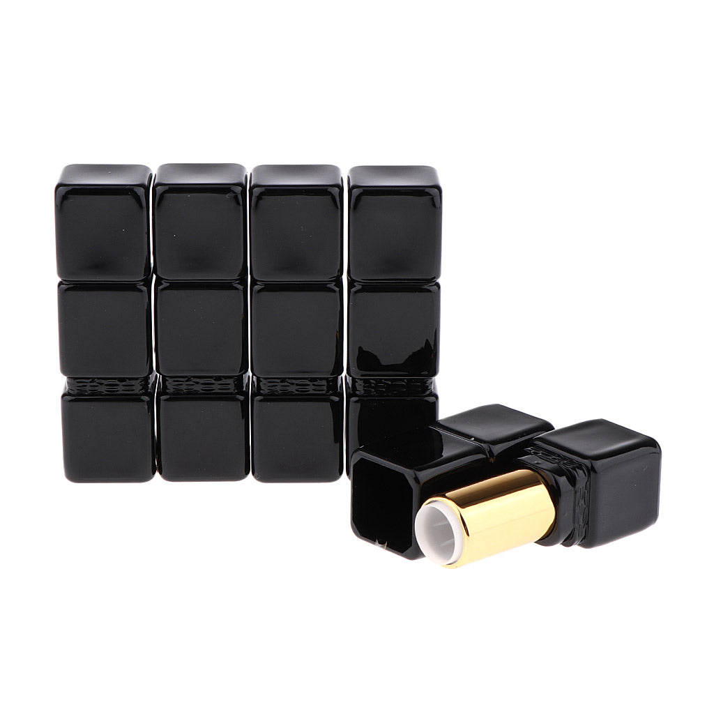 5pcs Square Empty Refillable Plastic DIY Lipstick Balm Lip Gloss Tubes Black