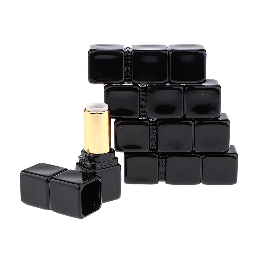 5pcs Square Empty Refillable Plastic DIY Lipstick Balm Lip Gloss Tubes Black