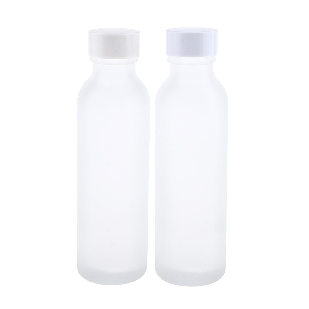 2pcs Empty Refillable Frosted Glass Pump Press Bottles for Emulsion 120ml