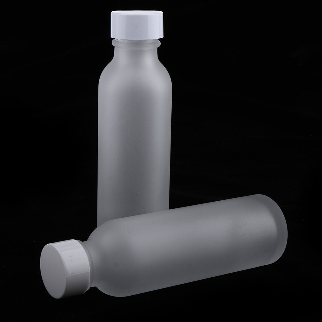 2pcs Empty Refillable Frosted Glass Pump Press Bottles for Emulsion 120ml