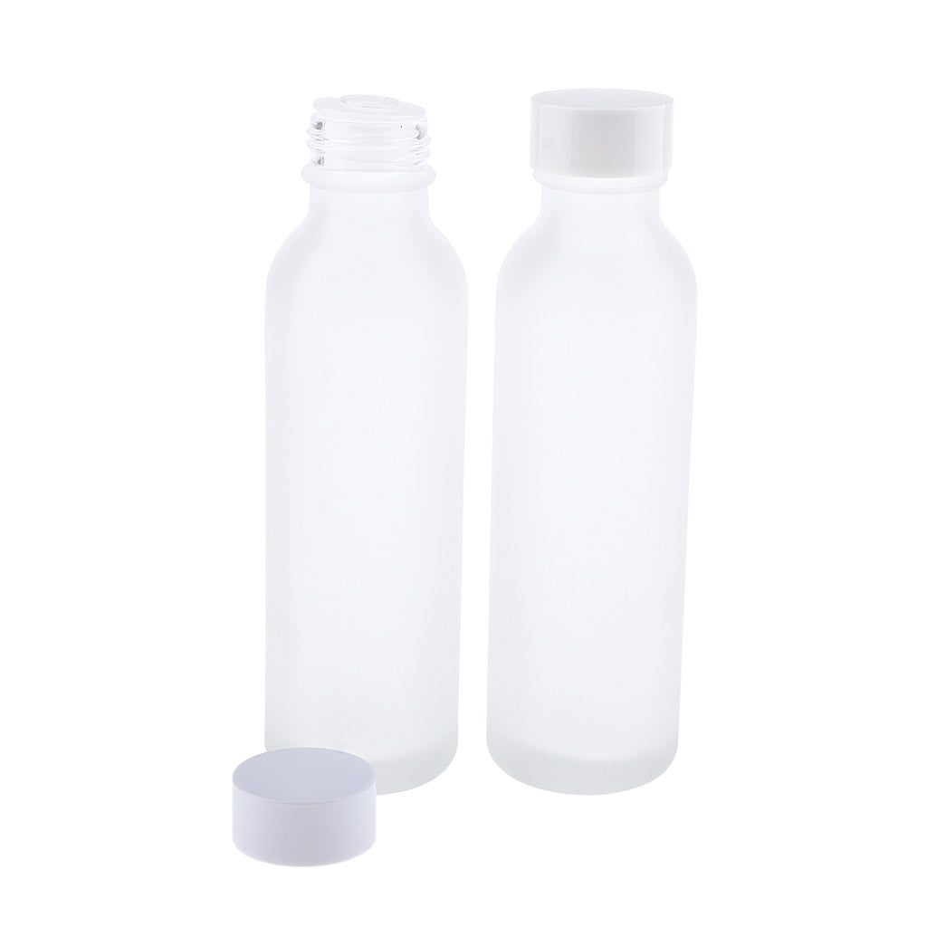 2pcs Empty Refillable Frosted Glass Pump Press Bottles for Emulsion 120ml