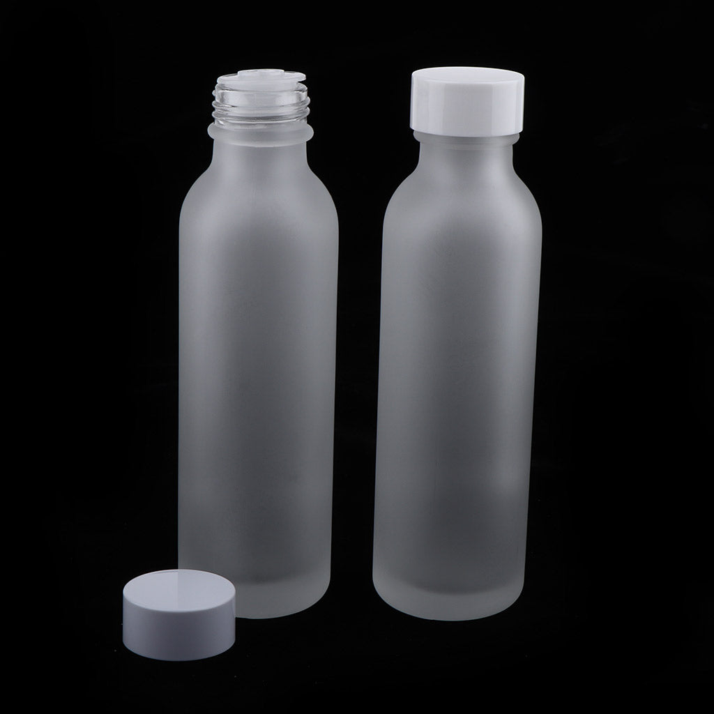 2pcs Empty Refillable Frosted Glass Pump Press Bottles for Emulsion 120ml