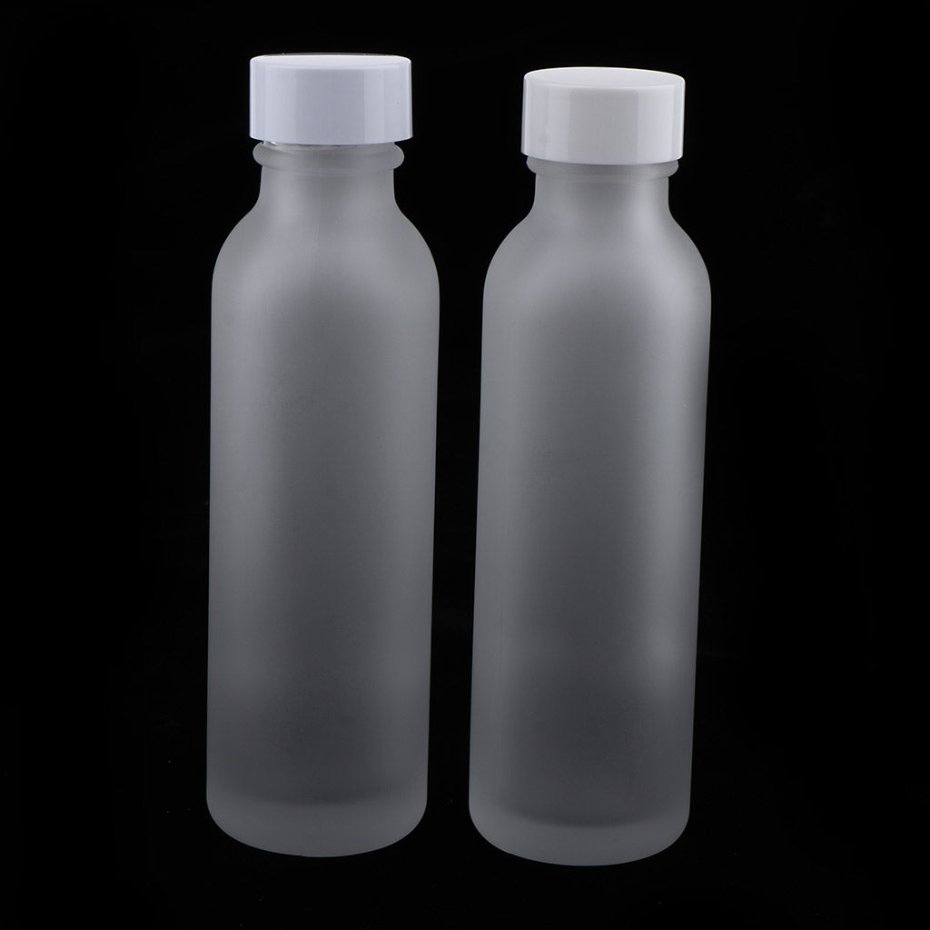 2pcs Empty Refillable Frosted Glass Pump Press Bottles for Emulsion 120ml