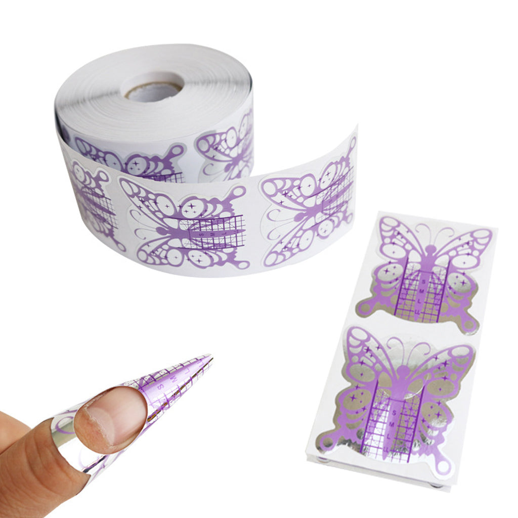 Nail Art Tips Extension Guide Form Stickers for Acrylic UV Gel 500pcs Purple