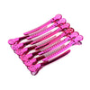 12Pcs Stainless Duck Sectioning Clips Barber Haircut Styling Clamps Rose Red