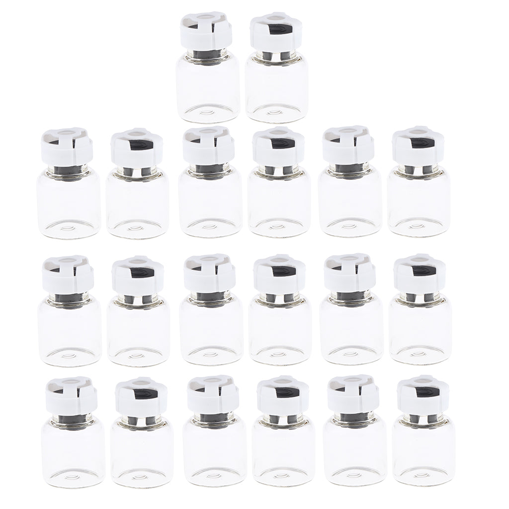 Pack 20pcs Clear Empty Glass Refillable Vials Powder Liquid Containers Gray 10ml