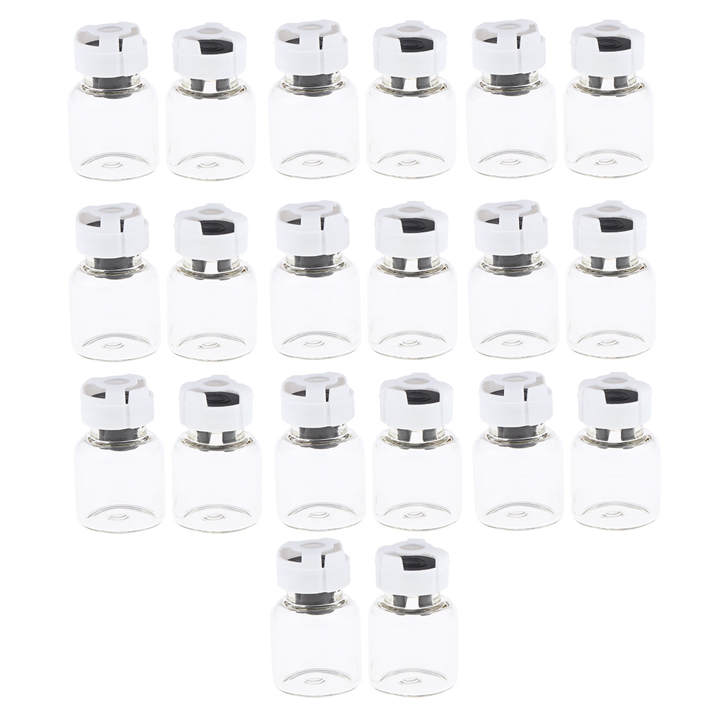 Pack 20pcs Clear Empty Glass Refillable Vials Powder Liquid Containers Gray 10ml