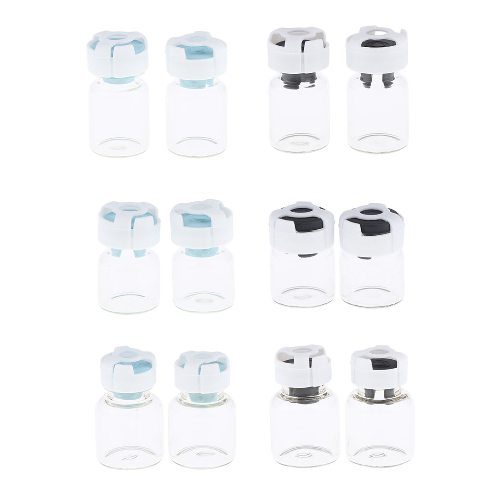 Pack 20pcs Clear Empty Glass Refillable Vials Powder Liquid Containers Blue 3ml