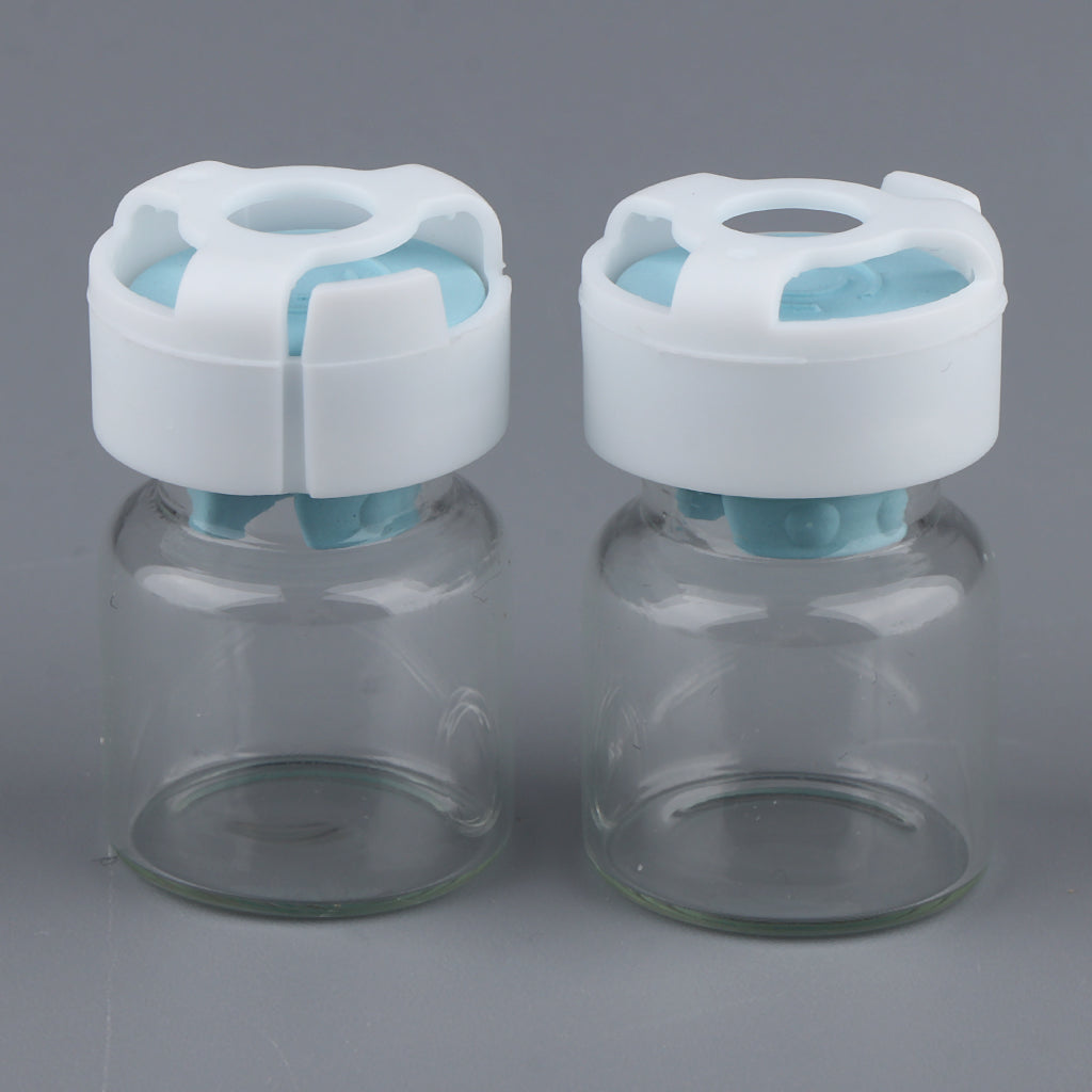 Pack 20pcs Clear Empty Glass Refillable Vials Powder Liquid Containers Blue 3ml