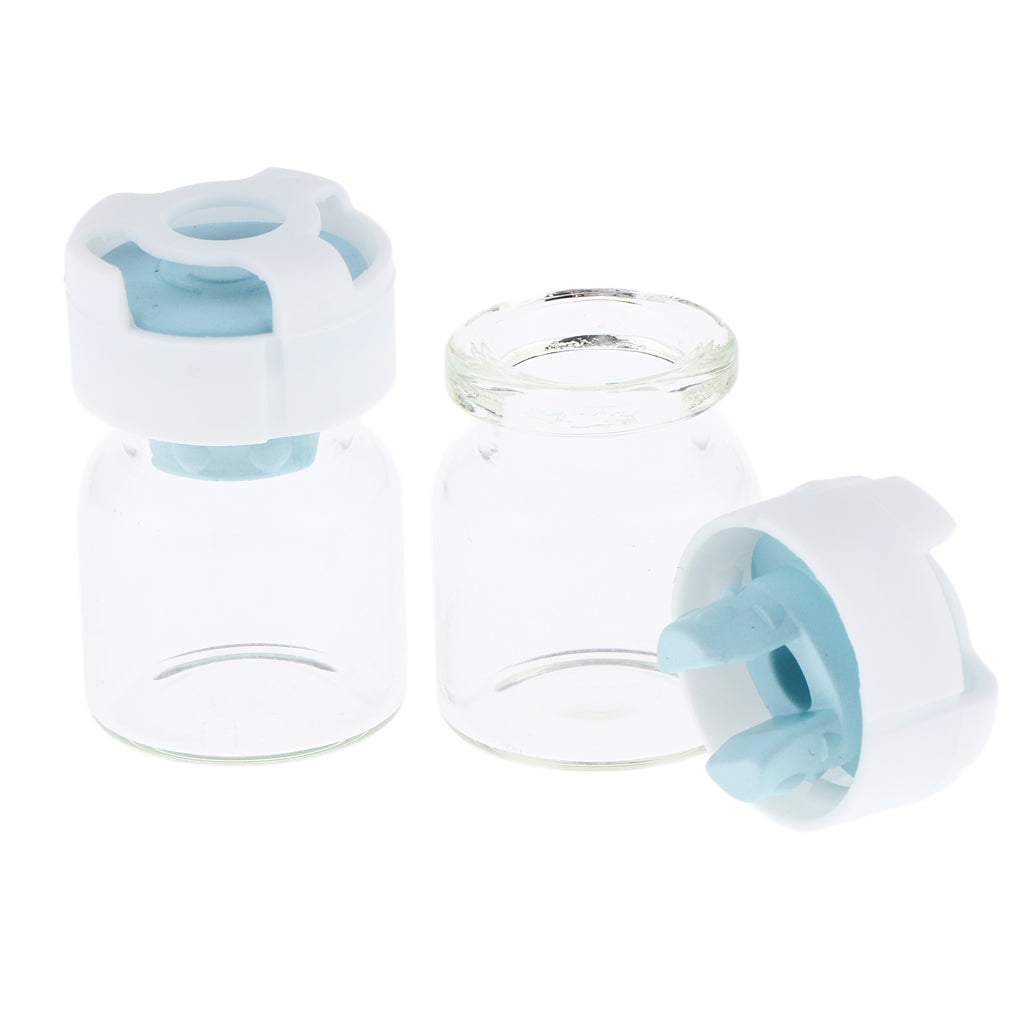 Pack 20pcs Clear Empty Glass Refillable Vials Powder Liquid Containers Blue 3ml