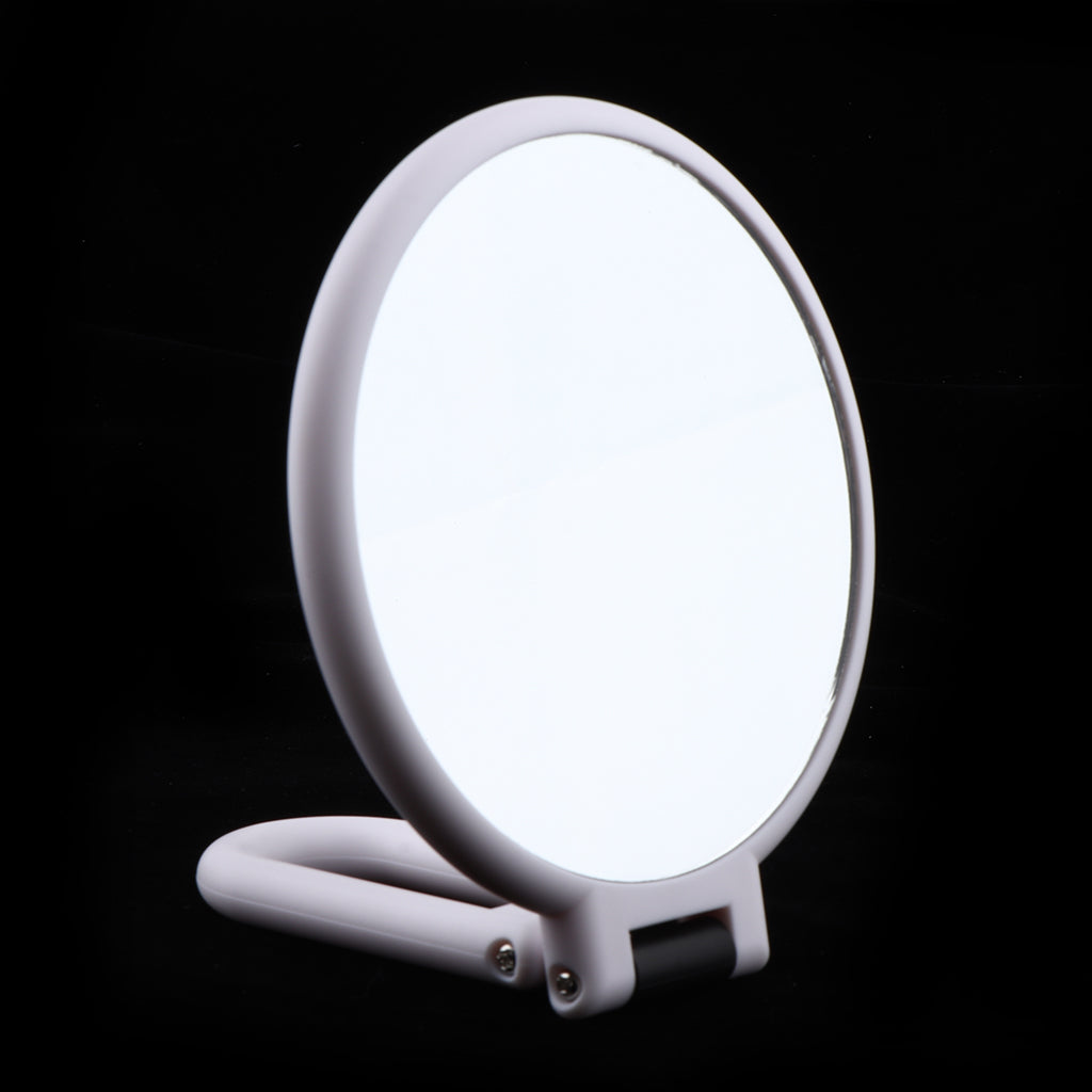 Round Handheld Double Side Makeup Mirror Magnifying Mirror w/ Hanger Hole X10