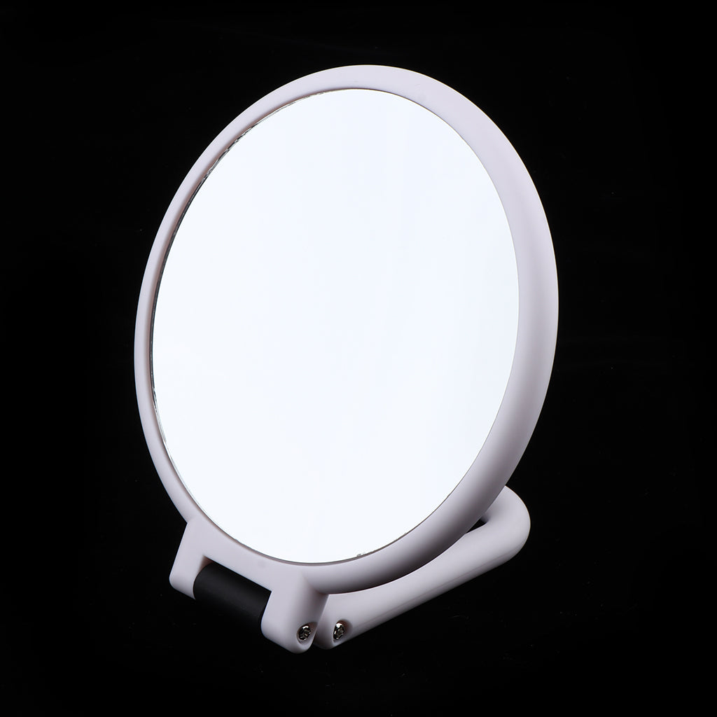 Round Handheld Double Side Makeup Mirror Magnifying Mirror w/ Hanger Hole X10