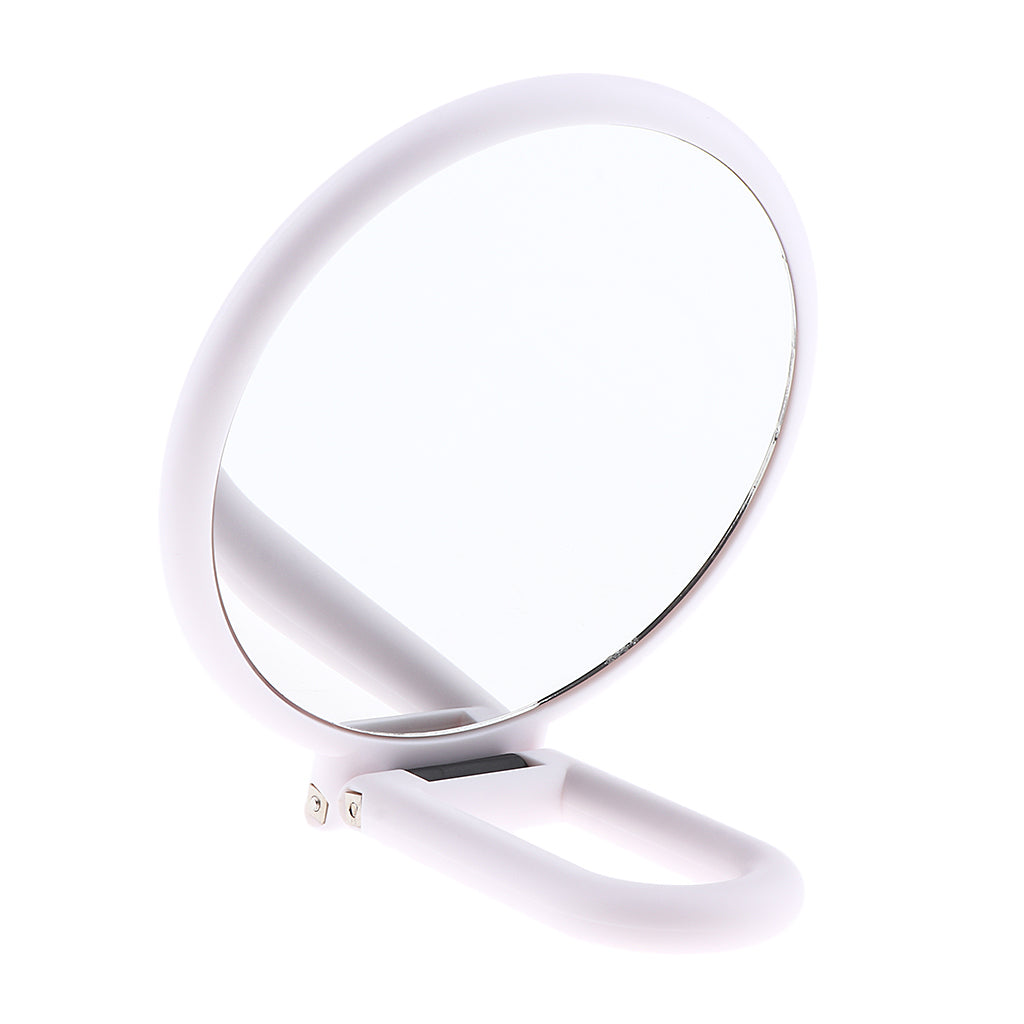 Round Handheld Double Side Makeup Mirror Magnifying Mirror w/ Hanger Hole X10