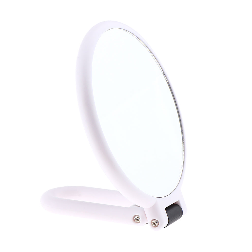 Round Handheld Double Side Makeup Mirror Magnifying Mirror w/ Hanger Hole X10