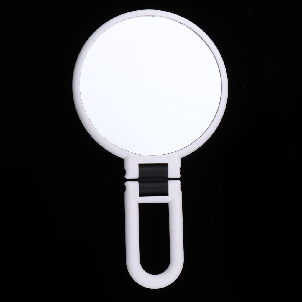 Round Handheld Double Side Makeup Mirror Magnifying Mirror w/ Hanger Hole X10