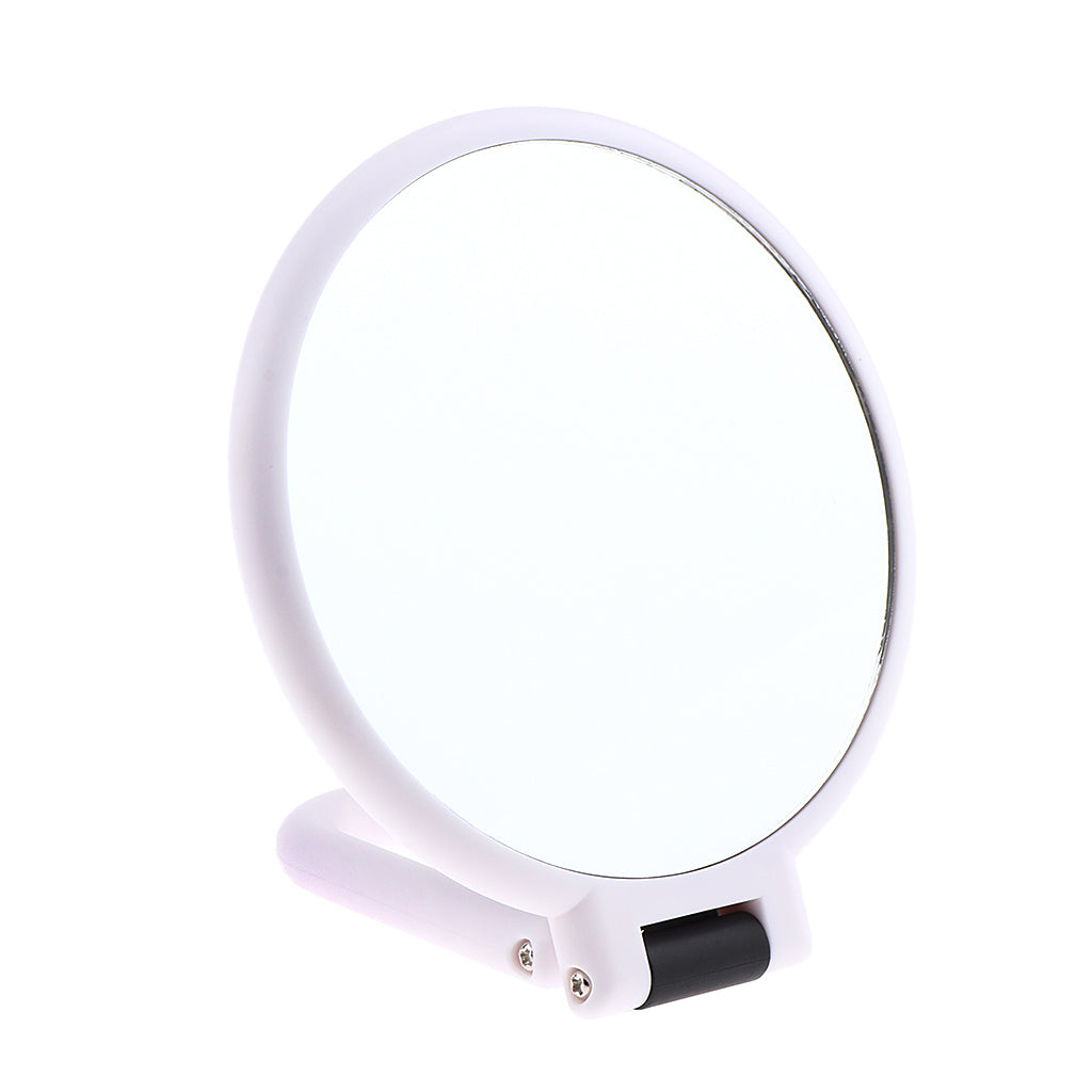 Round Handheld Double Side Makeup Mirror Magnifying Mirror w/ Hanger Hole X10