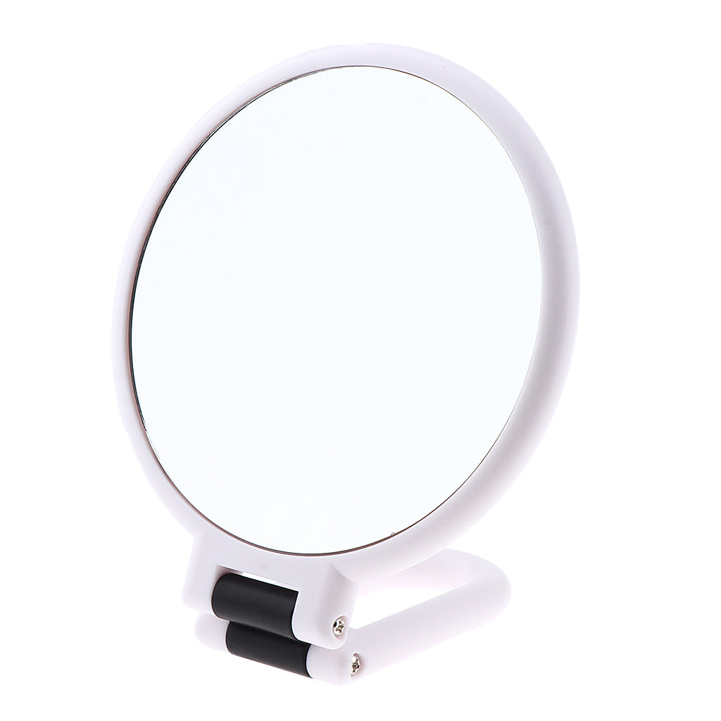 Round Handheld Double Side Makeup Mirror Magnifying Mirror w/ Hanger Hole X10