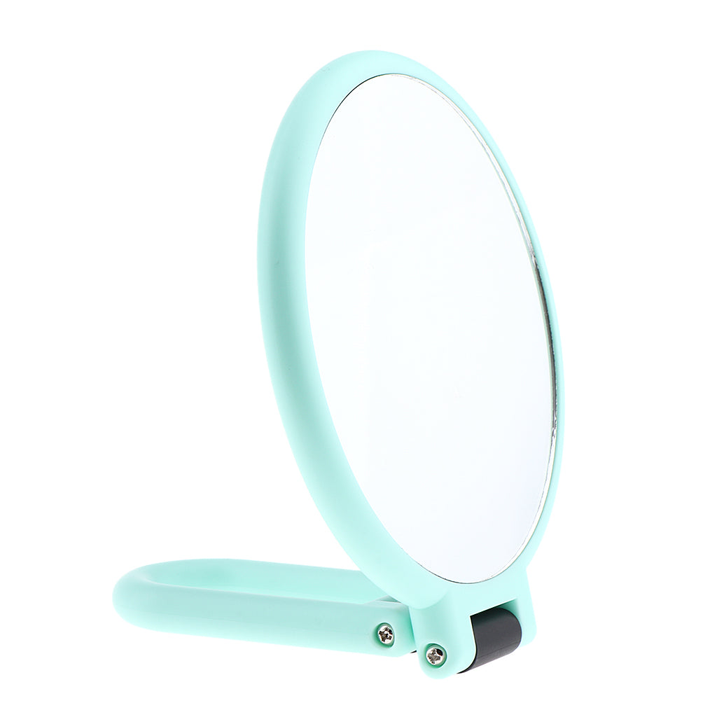 Foldable Handheld 2 Sided Makeup Mirror Magnifying Mirror w/ Hanger Hole X10