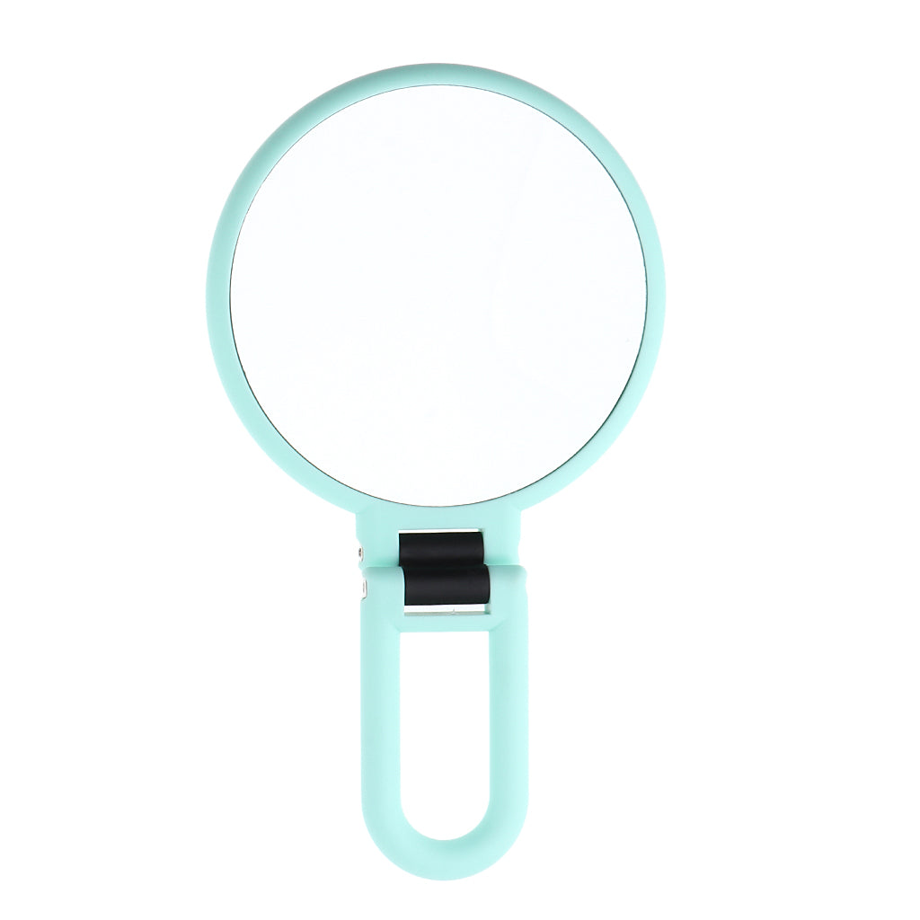 Foldable Handheld 2 Sided Makeup Mirror Magnifying Mirror w/ Hanger Hole X10