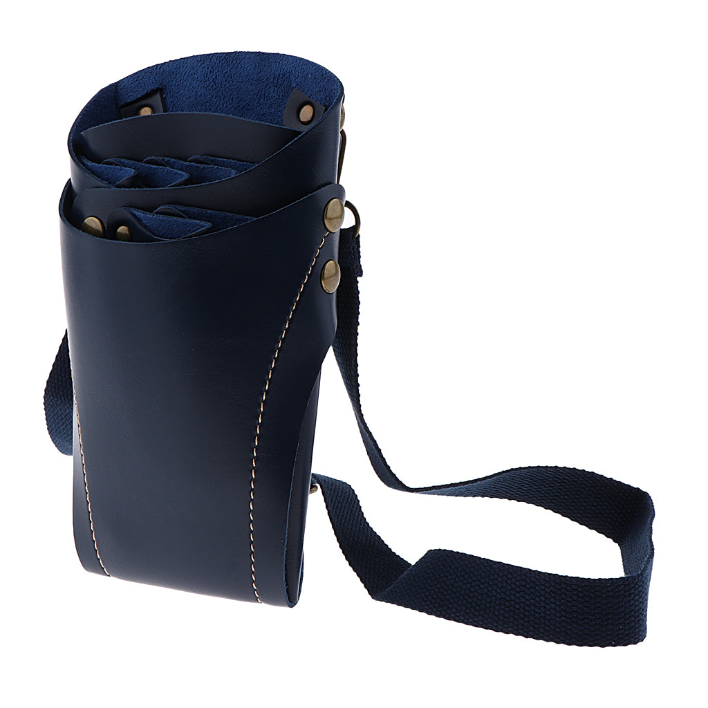 Durable PU Leather Hair Cutting Scissor Holster Pouch Storage Bag Dark Blue