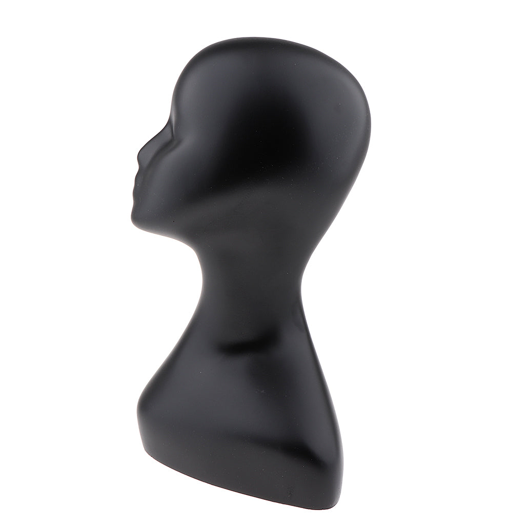 ABS Female Mannequin Manikin Head Wig Jewelry Hat Cap Display Model Matte Black 40cm