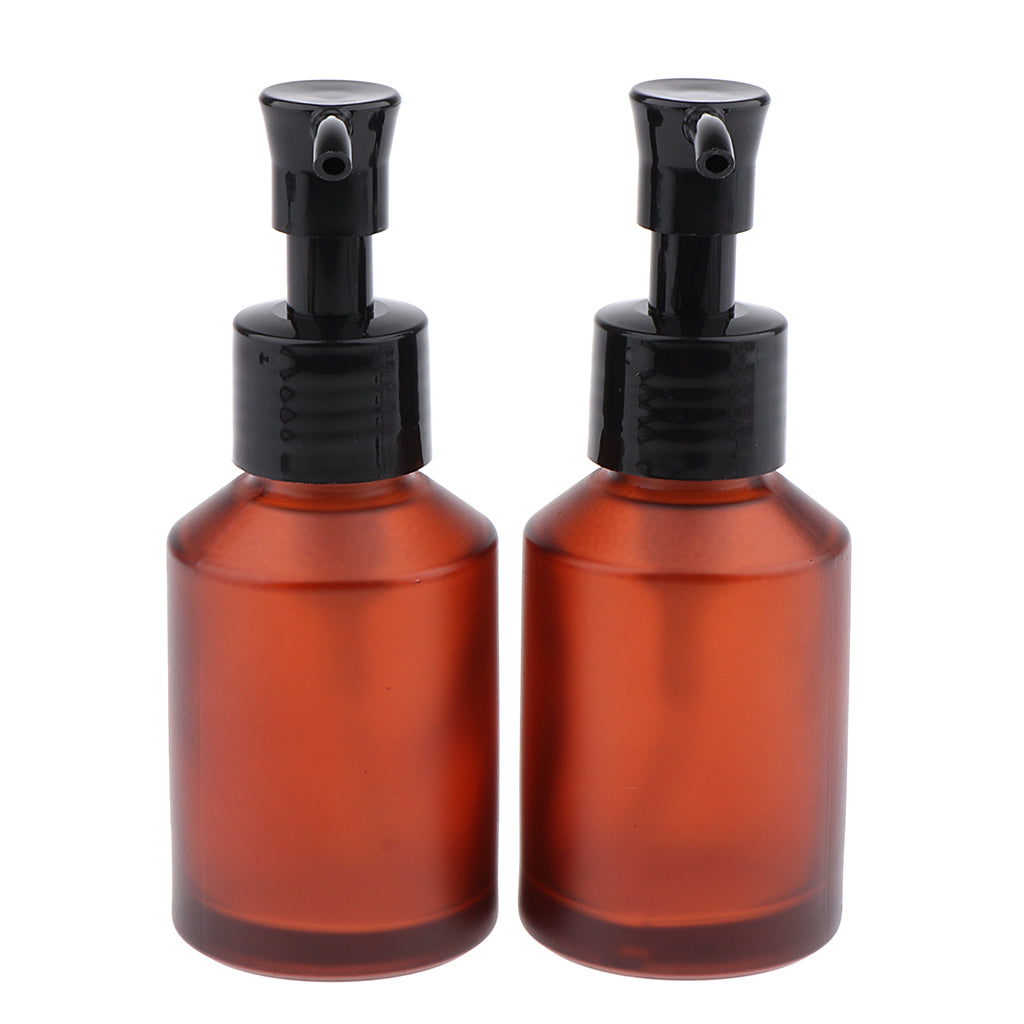 2pcs Empty Spray Pump Bottle Refillable Cosmetic Lotions Bottle Glass 60ml