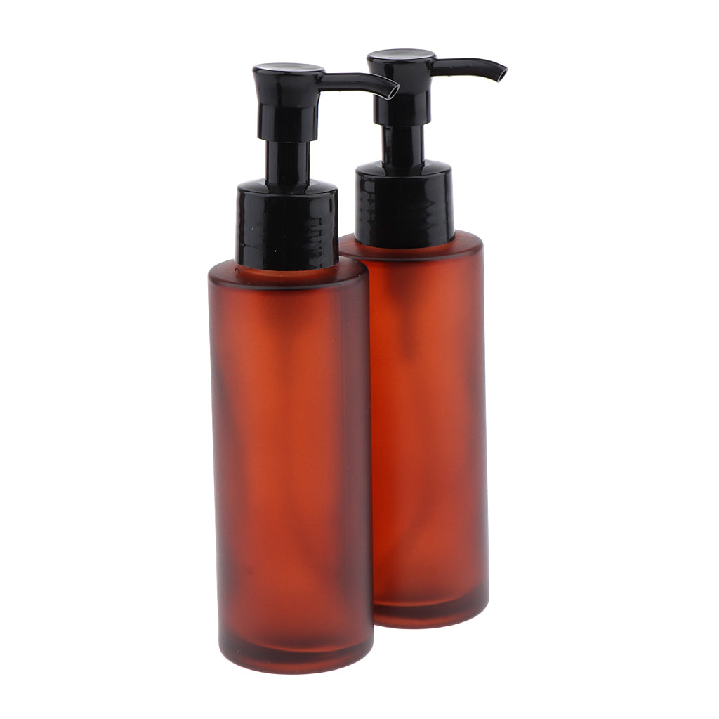 2pcs Empty Spray Pump Bottle Refillable Cosmetic Lotions Bottle Glass 100ml