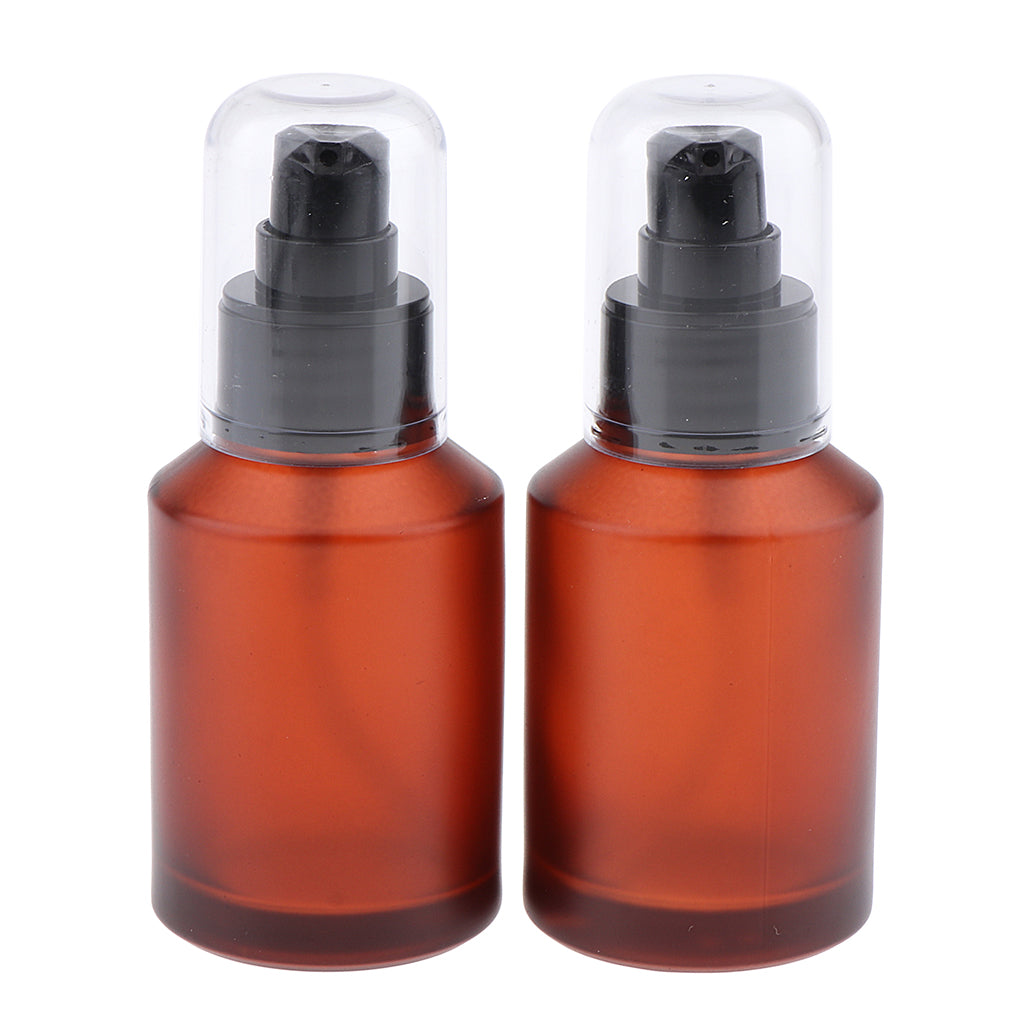 2pcs Empty Spray Pump Bottle Refillable Emulsion Lotions Bottle Glass 60ml