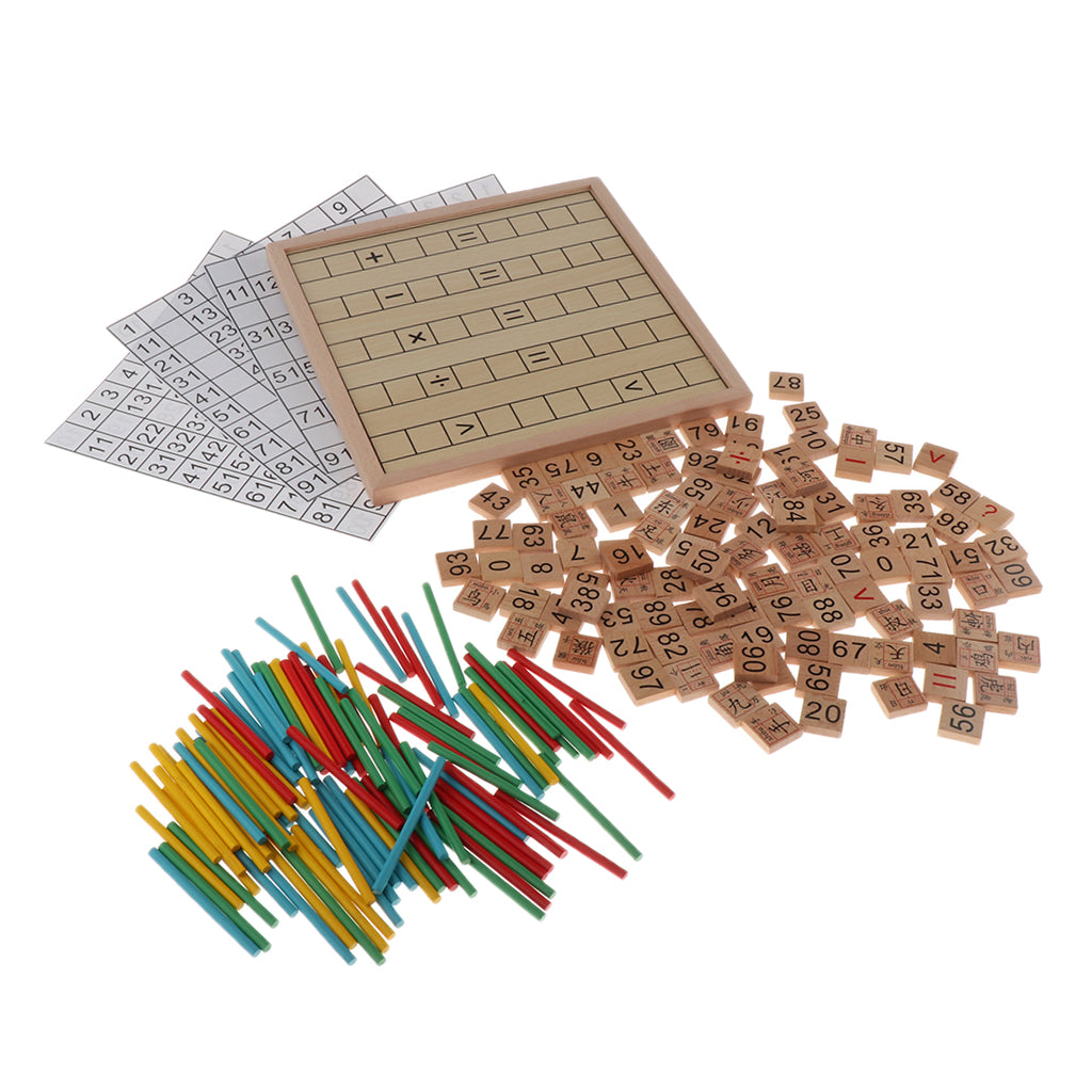 1-100 Consecutive Wooden Counting Sticks Toy Chinese Characters Domino Baby