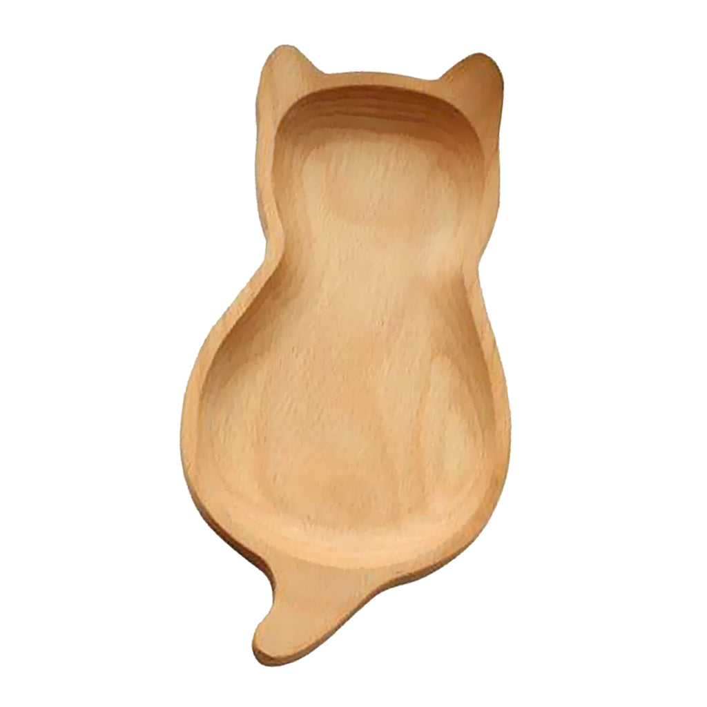 Natural Beech Mini Wood Kids Plate Fruit and Dessert Plate Set 11.5x23cm Cat