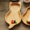 Natural Beech Mini Wood Kids Plate Fruit and Dessert Plate Set 11.5x23cm Cat